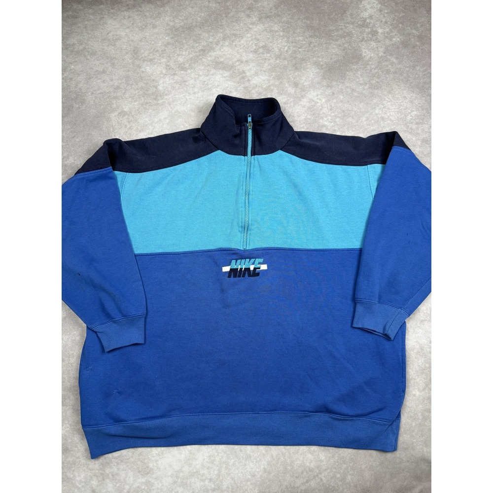 VTG Nike Sweater Mens XL‎ Half Zip Pullover Colorblock Style Embroidered 90s